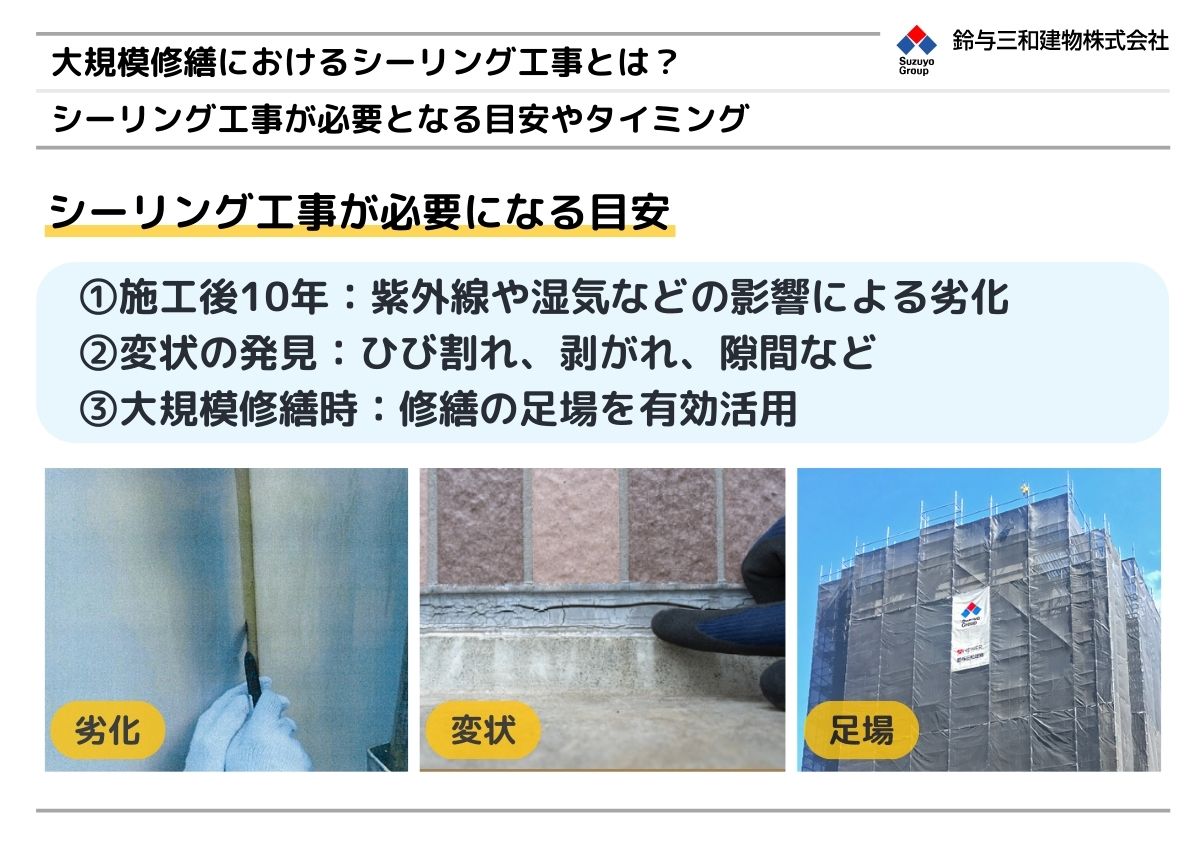 シーリング工事が必要となる目安、タイミング