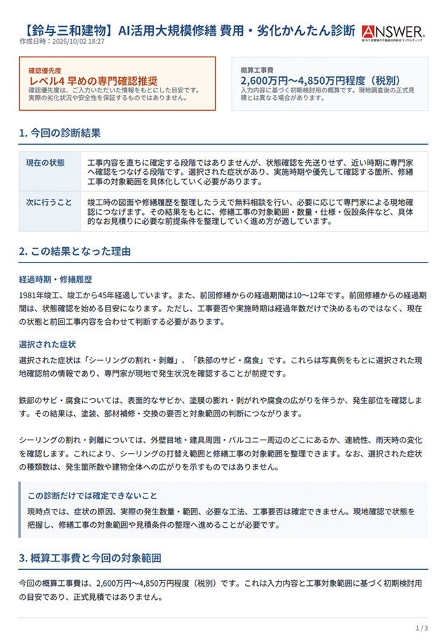 診断レポートの見本