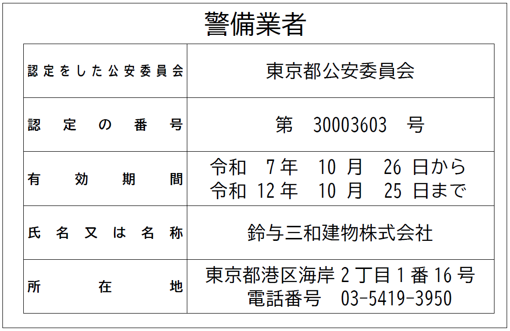 警備業標識
